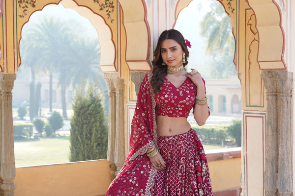 Regal Rani Elegance: Designer Viscose Jacquard Lehenga Choli & Dupatta Set