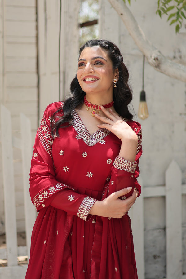 Maroon-Whether It's a wedding, Festival, or Soiree, Our Anarkali Suits Will Make You The Epitome of Grace and Charm